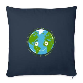 Planète timide TERRE - Housse de coussin décorative 45 x 45 cm - bleu marine - Devant