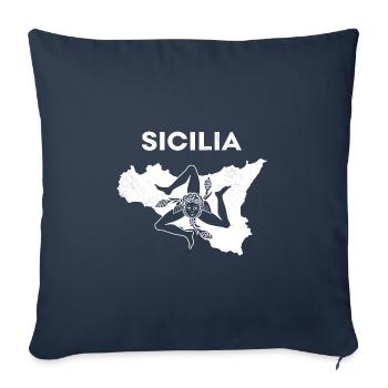 Sicilia Map Palermo Italian Coat of Arms Sicily - Sofa pillowcase 17,3'' x 17,3'' (45 x 45 cm) - navy - Front