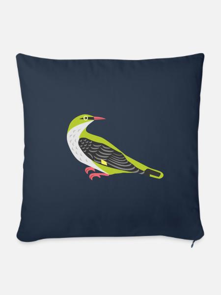 Pirol Vogel Weiblich / Grafik Illustration - Sofakissenbezug 45 x 45 cm - Navy