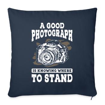 Bon photographe - Housse de coussin décorative 45 x 45 cm - bleu marine - Devant