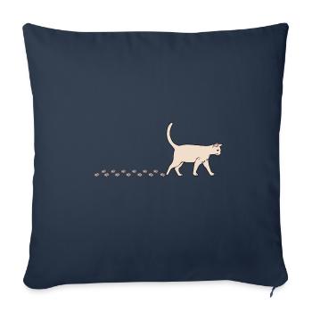 Cute Cat Waddling Kitty Paws Footprints - Sofa pillowcase 17,3'' x 17,3'' (45 x 45 cm) - navy - Front