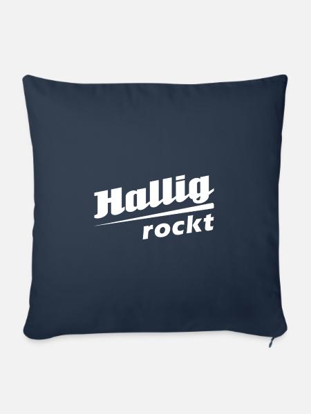 Hallig rockt - Textdesign mit Stadtnamen - Sofakissenbezug 45 x 45 cm - Navy