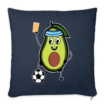 Carton jaune de l’arbitre de football Avocado - Housse de coussin décorative 45 x 45 cm - bleu marine - Devant