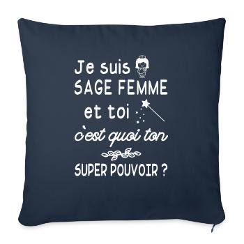 je suis sage femme - Housse de coussin décorative 45 x 45 cm - bleu marine - Devant