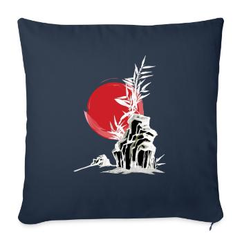 Japon Asie Bamboo Sun Kanji simple nature - Housse de coussin décorative 45 x 45 cm - bleu marine - Devant