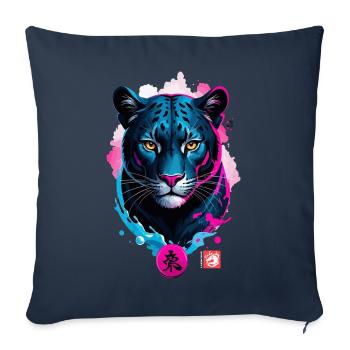 Panther Dream Pink Blau - Sofakissenbezug 45 x 45 cm - Navy - Vorne