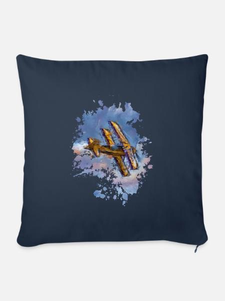 Flugzeug - Sofakissenbezug 45 x 45 cm - Navy