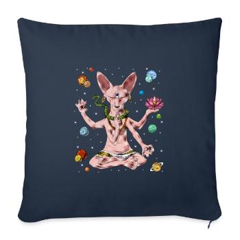 Sphynx Cat Meditation - Sofa pillowcase 17,3'' x 17,3'' (45 x 45 cm) - navy - Front