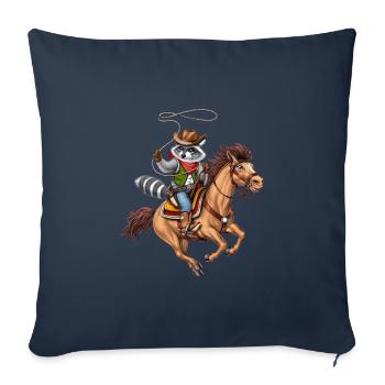 Rodéo de cow-boy raton laveur - Housse de coussin décorative 45 x 45 cm - bleu marine - Devant