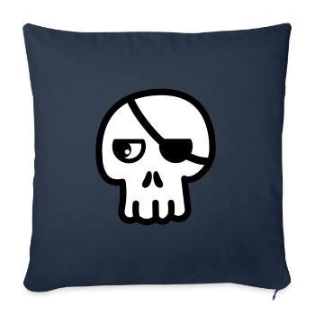 Tête de mort Cache-œil Kawaii - Housse de coussin décorative 45 x 45 cm - bleu marine - Devant
