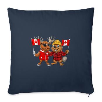 Canadian Beaver And Moose - Sofa pillowcase 17,3'' x 17,3'' (45 x 45 cm) - navy - Front