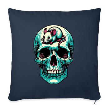 Skull with funny mouse on forehead - Sofa pillowcase 17,3'' x 17,3'' (45 x 45 cm) - navy - Front