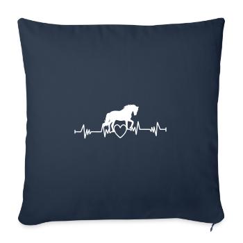 BATTEMENTS DE CŒUR CHEVAUX COEUR CHEVAUX AMOUR MOTIFS - Housse de coussin décorative 45 x 45 cm - bleu marine - Devant