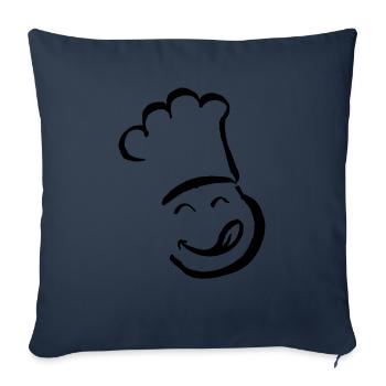 Drôle de visage de cuisine Miam Frech Gastro Cadeau - Housse de coussin décorative 45 x 45 cm - bleu marine - Devant