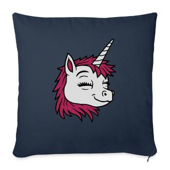 Tête joyeuse licorne comique - Housse de coussin décorative 45 x 45 cm - bleu marine - Devant