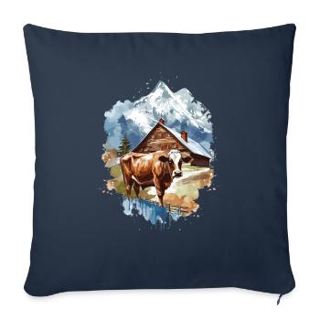 Zermatt, Matterhorn, Cervin montagne, randonneur - Housse de coussin décorative 45 x 45 cm - bleu marine - Devant