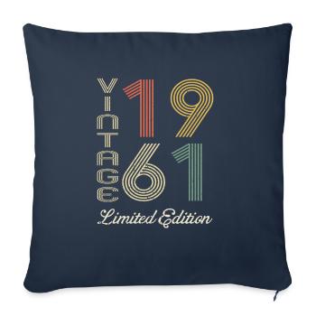 1961 Anniversaire Né en 1961 vintage Rétro. Editio - Housse de coussin décorative 45 x 45 cm - bleu marine - Devant