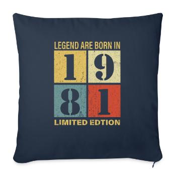 Original Calendrier 1981 Vintage anniversaire rétr - Housse de coussin décorative 45 x 45 cm - bleu marine - Devant