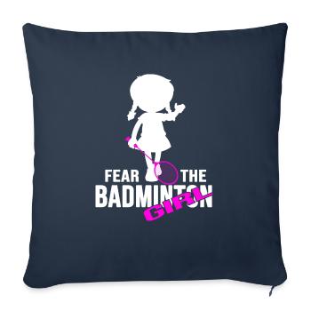 Joueuse de badminton Badminton fille - Housse de coussin décorative 45 x 45 cm - bleu marine - Devant