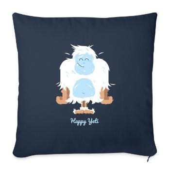 Illustration Happy Yeti - Housse de coussin décorative 45 x 45 cm - bleu marine - Devant