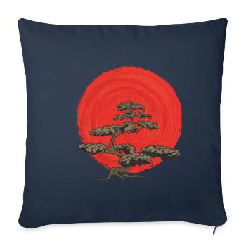Bonsaï Arbre Enso Cercle Bouddhisme Zen Design - Housse de coussin décorative 45 x 45 cm - bleu marine - Devant