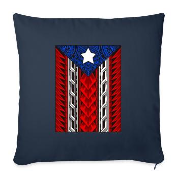 Porto Rican Tribal Flag - Modern Boricua - Housse de coussin décorative 45 x 45 cm - bleu marine - Devant