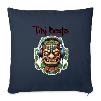 Kopfhörer / Audio / Musik / Klang / cool - Sofakissenbezug 45 x 45 cm - Navy - Vorne