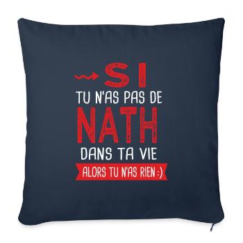 Nath dans ta vie Humour Nathalie Nathan - Housse de coussin décorative 45 x 45 cm - bleu marine - Devant