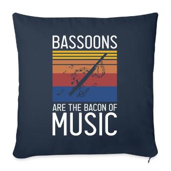 Instrument à vent en bois et instrument à vent basson - Housse de coussin décorative 45 x 45 cm - bleu marine - Devant