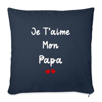 je t'aime mon Papa - Housse de coussin décorative 45 x 45 cm - bleu marine - Devant