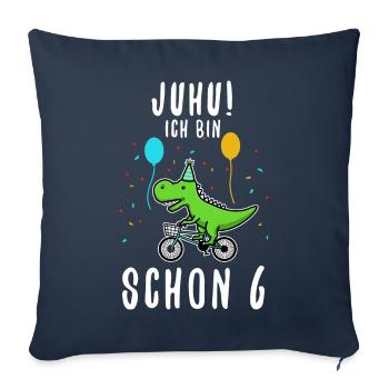 Ich bin schon 6 Dino - Sofakissenbezug 45 x 45 cm - Navy - Vorne