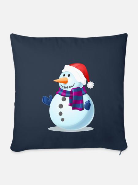 Schneemann - Sofakissenbezug 45 x 45 cm - Navy