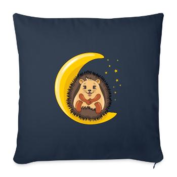 Niedlicher Igel ruht sich auf dem Mond aus - Sofakissenbezug 45 x 45 cm - Navy - Vorne
