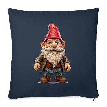 Le nain de jardin, symbole de tradition et d’humour - Housse de coussin décorative 45 x 45 cm - bleu marine - Devant