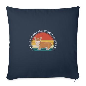 Corgi Dog Le meilleur papa Corgi du monde - Housse de coussin décorative 45 x 45 cm - bleu marine - Devant