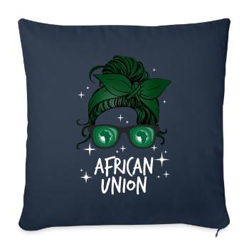 Union africaine - Housse de coussin décorative 45 x 45 cm - bleu marine - Devant