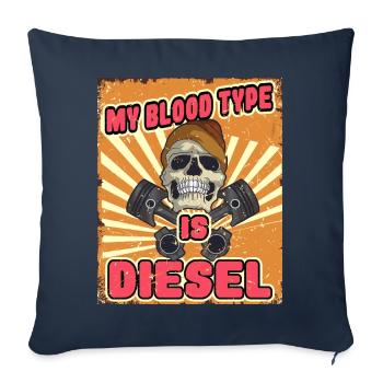 Mon groupe sanguin est le diesel pour les tournevis et les tuners - Housse de coussin décorative 45 x 45 cm - bleu marine - Devant