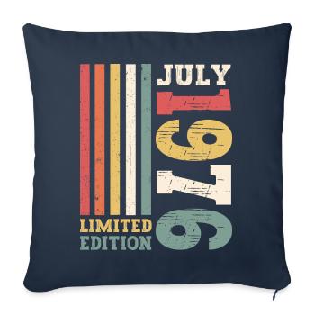 Édition limitée Juillet 1976 46e anniversaire Hommes - Housse de coussin décorative 45 x 45 cm - bleu marine - Devant