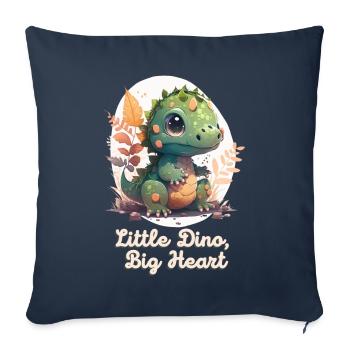 Petit Dino Grand Cœur - Housse de coussin décorative 45 x 45 cm - bleu marine - Devant