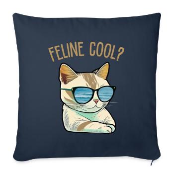 Félin Cool - Housse de coussin décorative 45 x 45 cm - bleu marine - Devant