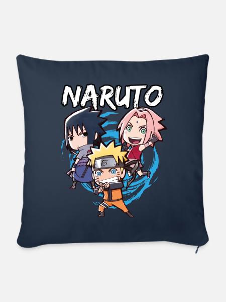Naruto Shippuden Naruto, Sakura & Sasuke Als Chibi - Sofakissenbezug 45 x 45 cm - Navy
