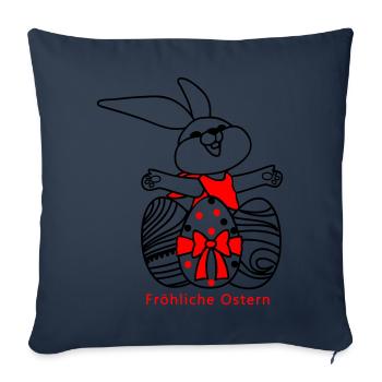 Fröhliche Ostern Osterhase - Sofakissenbezug 45 x 45 cm - Navy - Vorne