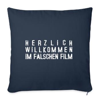Falscher Film Willkommen weiß Geschenk - Sofakissenbezug 45 x 45 cm - Navy - Vorne