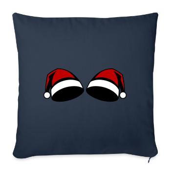 Chapeau de Noël Bonnet de Noël - Housse de coussin décorative 45 x 45 cm - bleu marine - Devant