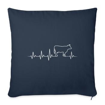 ANIMAUX TACHES ANIMAUX BRUNS VACHES BATTEMENTS DE COEUR BOVINS AGRICULTEURS - Housse de coussin décorative 45 x 45 cm - bleu marine - Devant