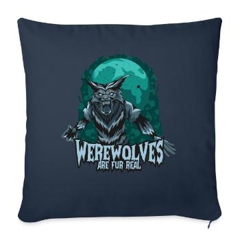 Halloween Citrouille Horreur - Housse de coussin décorative 45 x 45 cm - bleu marine - Devant