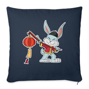 Joyeux Nouvel An chinois 2023 I Année du Lapin - Housse de coussin décorative 45 x 45 cm - bleu marine - Devant