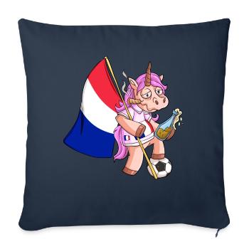 France Fête Licorne - Housse de coussin décorative 45 x 45 cm - bleu marine - Devant