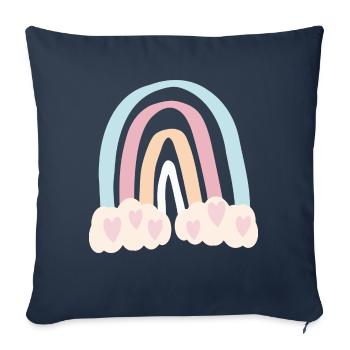 Arc-en-ciel avec des cœurs - Housse de coussin décorative 45 x 45 cm - bleu marine - Devant