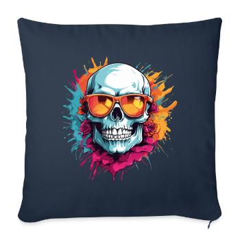 Skull with sunglasses and paint splashes - Sofa pillowcase 17,3'' x 17,3'' (45 x 45 cm) - navy - Front